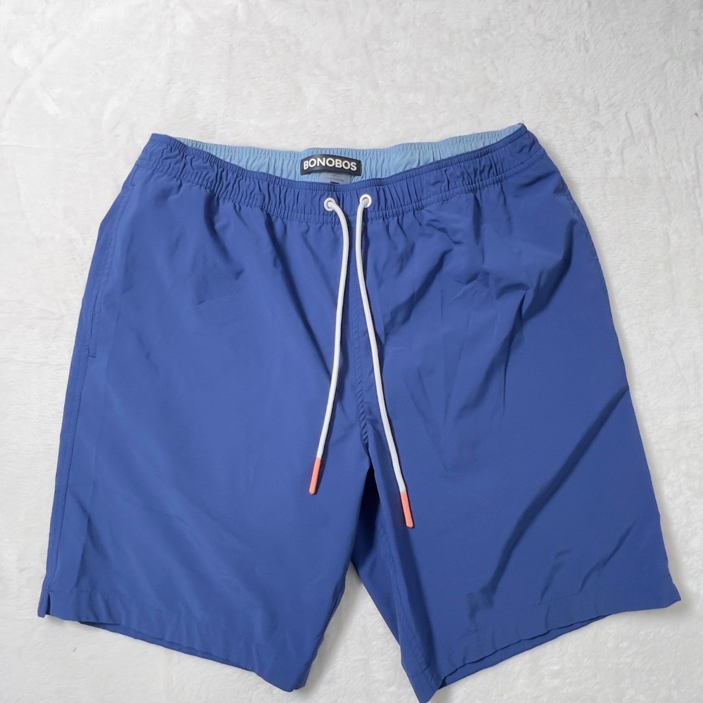 Bonobos Swim Trunks Shorts 9" Mens Sz L Blue Drawstring Mesh Lined